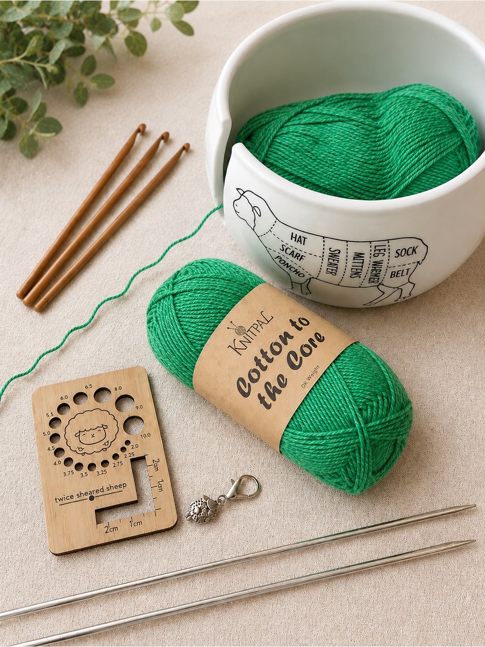 KnitPal Cotton to the Core Yarn Bundle – Shamrock Green Color – 3 Skeins